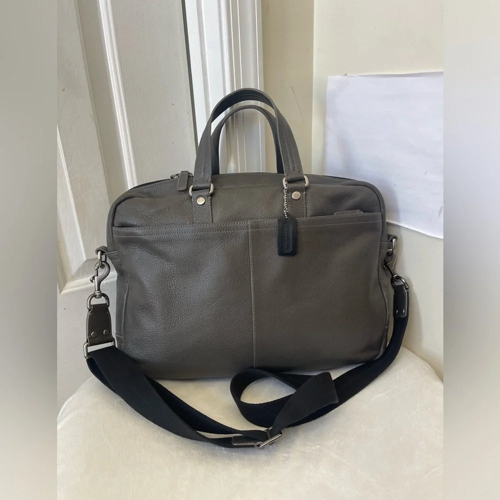 Coach Gray Leather Briefcase Bag